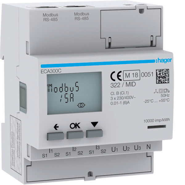 HAG ECA300C COMPTEUR 3F TA 1 5A MODBUS AGARDIO MID 4M