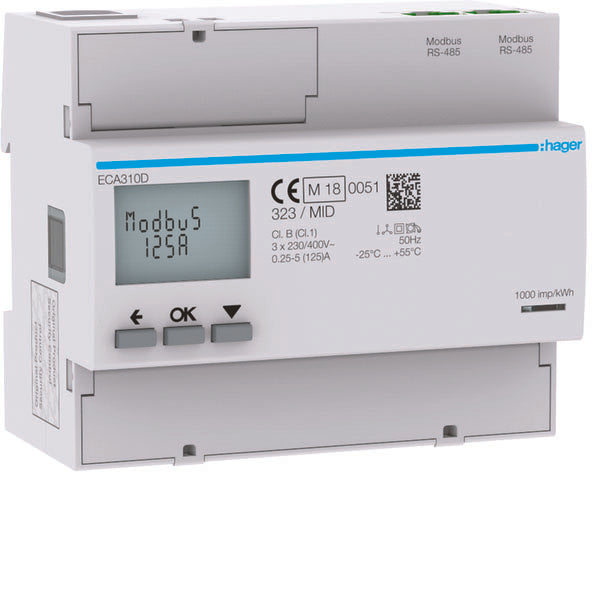 HAG ECA310D COMPTEUR 3F DIR 125A MODBUS AGARDIO MID 6M