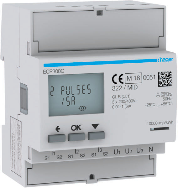 HAG ECP300C COMPTEUR 3F CT 1 5A SORTIE IMP MID 4M