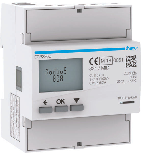 HAG ECR380D COMPTEUR 3F DIR 80A MODBUS MID 4M