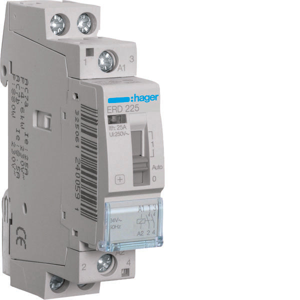 HAG ERD225 CONTACTEUR COM MAN STD+ 2NO 24VAC 25A 1M