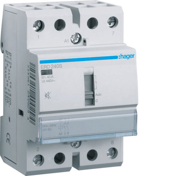HAG ERD240S CONTACT COM MAN SIL 2NO 24VAC 24VDC 40A 3M