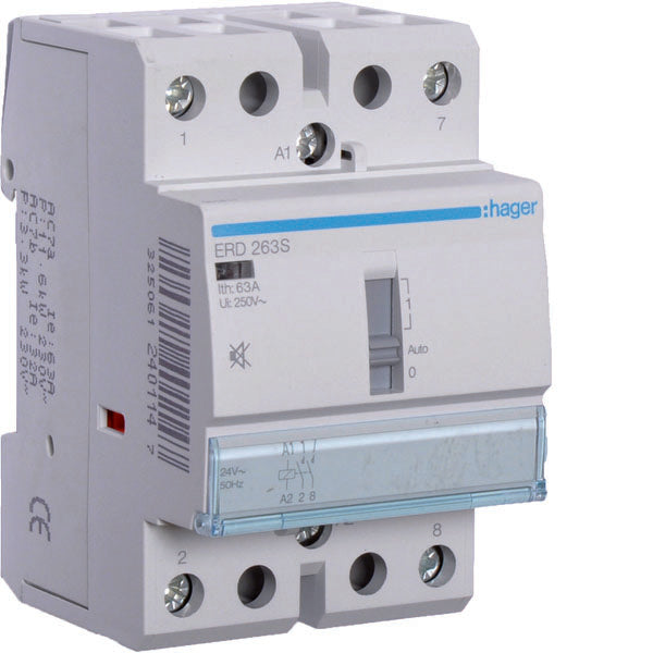 HAG ERD263S CONTACT COM MAN SIL 2NO 24VAC 24VDC 63A 3M