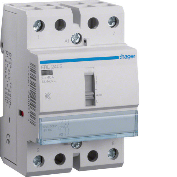 HAG ERL240S CONTACT COM MAN SIL 2NO 12VAC 12VDC 40A 3M