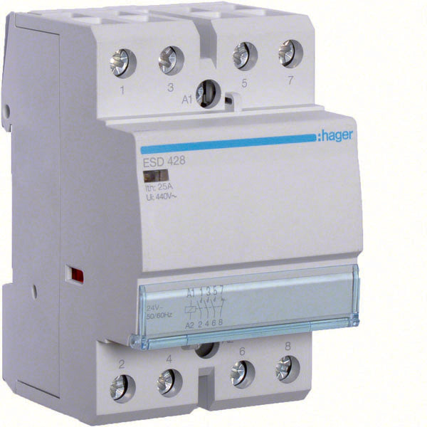 HAG ESD428 CONTACTEUR STD+ 3NO+1NC 24VAC 25A 2M