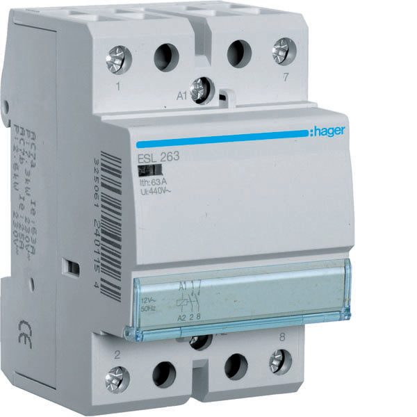 HAG ESL263 CONTACTEUR STD 2NO 12VAC 63A 3M