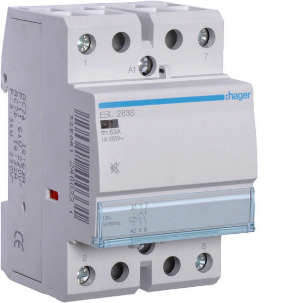 HAG ESL263S CONTACTEUR SIL 2NO 12VAC 12VDC 63A 3M