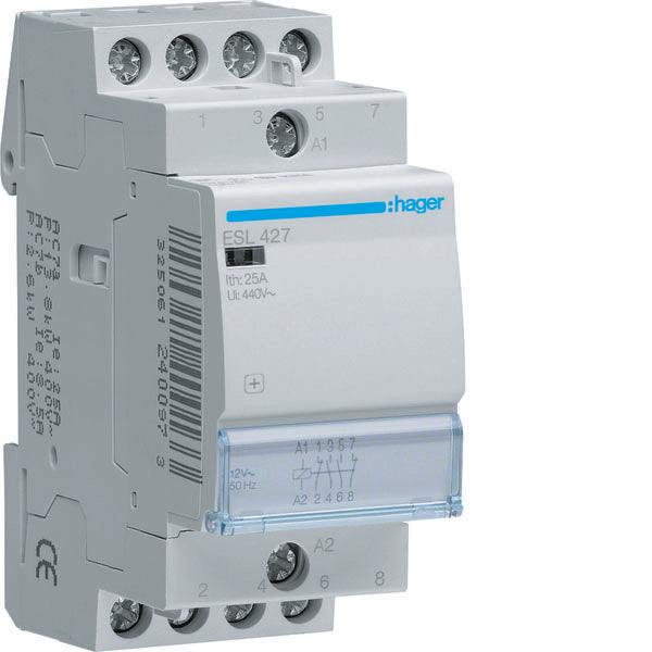 HAG ESL427 CONTACTEUR STD+ 2NO+2NC 12VAC 25A 2M