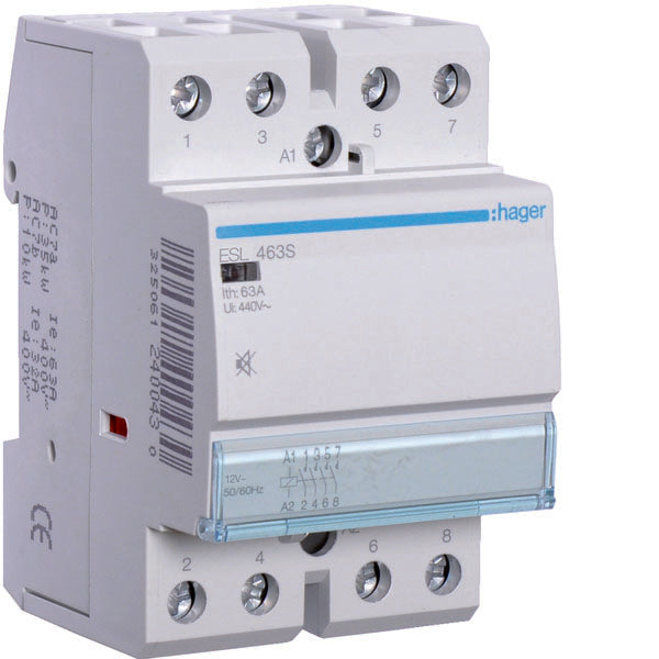 HAG ESL463S CONTACTEUR SIL 4NO 12VAC 12VDC 63A 3M