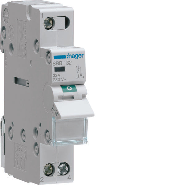 HAG SBB132 INT NON AUT 1 PÔLE 32A 1 MOD + LAMPE
