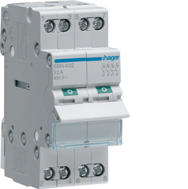HAG SBN432 NICHT AUTOMATISCHER SCHALTER 4 POLIG 32A 2 MOD