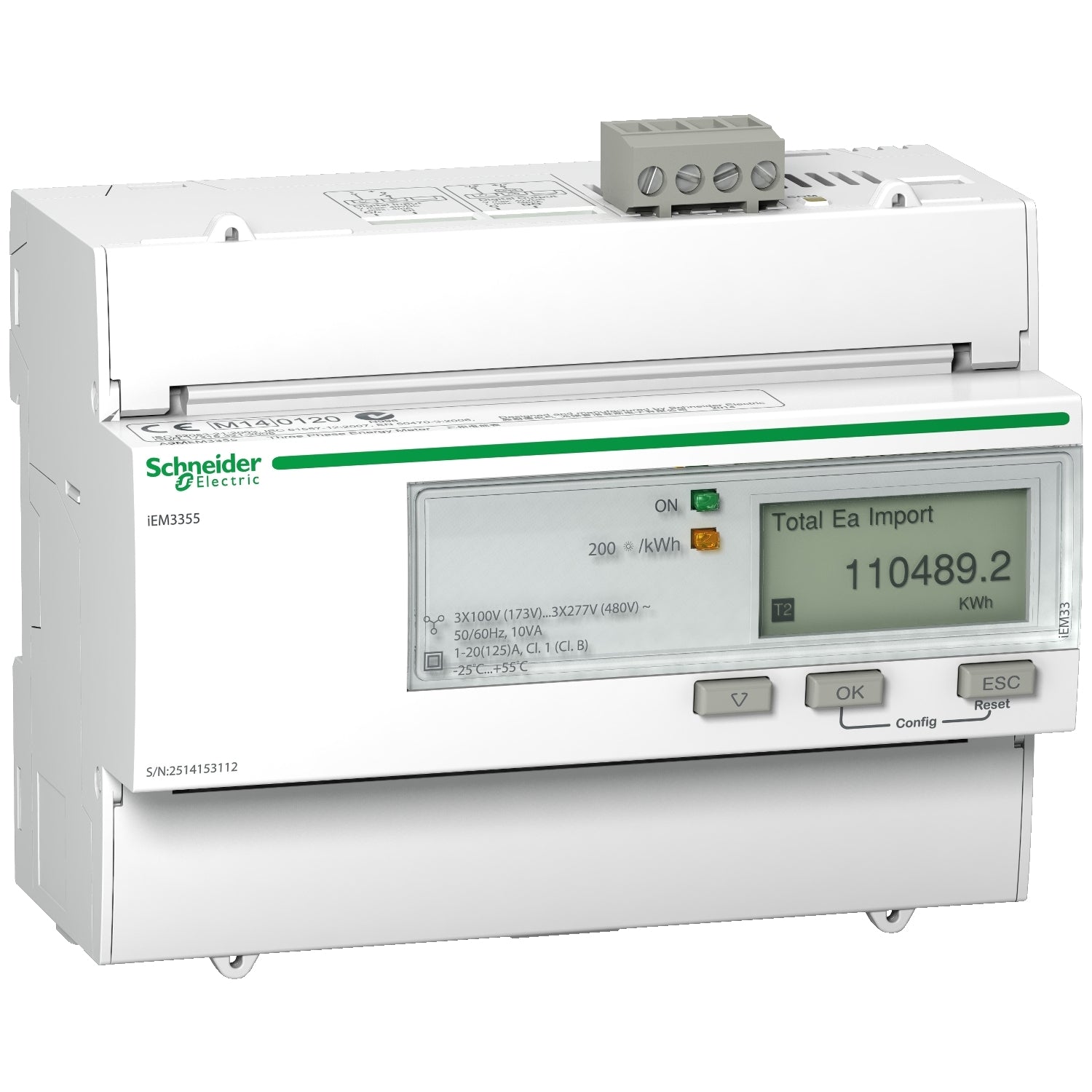 SNR A9MEM3355 iEM3355 3P+N ins dir 125A Modbus MID