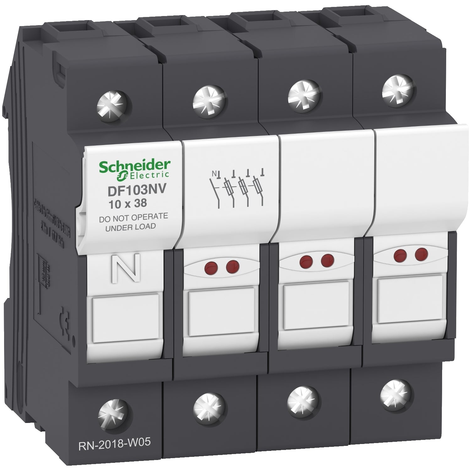 SNR DF103NV Porte-fusible 32A 10x38 3P+N avec LED