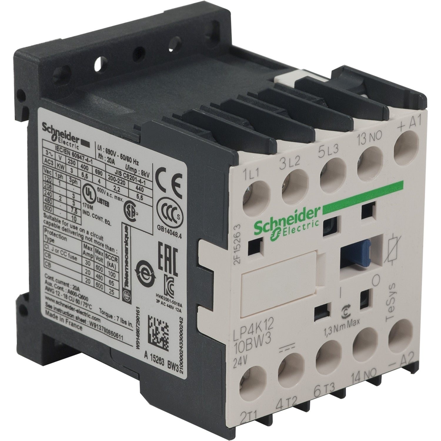 SNR LP4K1210BW3 Contacteur 12A 24VDC LC à vis 3P