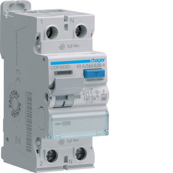 HAG CDF563D DIFF INT ACC 1P+N 30MA 63A F 2M