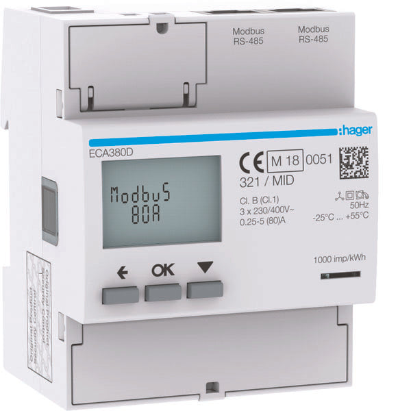 HAG ECA380D COMPTEUR 3F DIR 80A MODBUS AGARDIO MID 4M