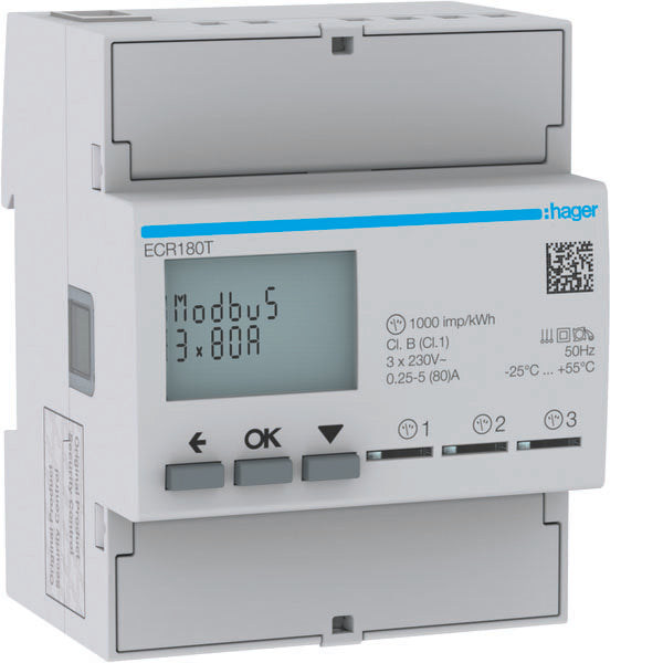 HAG ECR180T COMPTEUR 1F DIR 3X80A MODBUS 4M