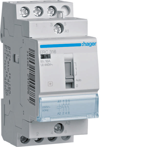 HAG ERC316 CONTACTEUR COM MAN STD+ 3NO 230VAC 16A 2M