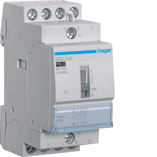 HAG ERC416 CONTACTEUR COM MAN STD+ 4NO 230VAC 16A 2M