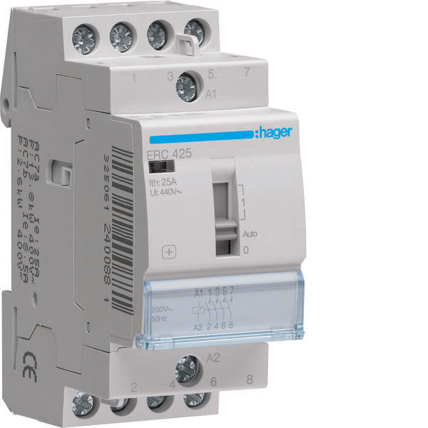 HAG ERC425 CONTACTEUR COM MAN STD+ 4NO 230VAC 25A 2M