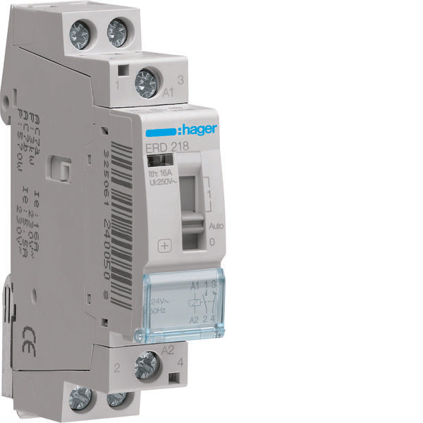 HAG ERD218 REL COM MAN STD+ 1NO+1NC 24VAC 16A 1M