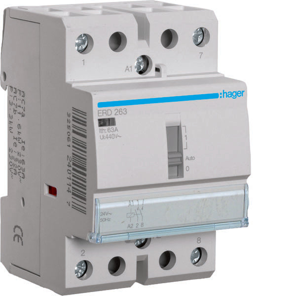 HAG ERD263 CONTACTEUR COM MAN STD 2NO 24VAC 63A 3M