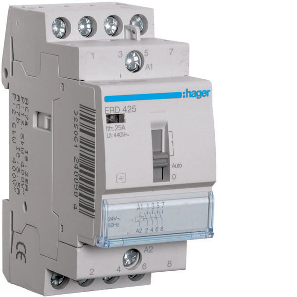 HAG ERD425 CONTACTEUR COM MAN STD+ 4NO 24VAC 25A 2M
