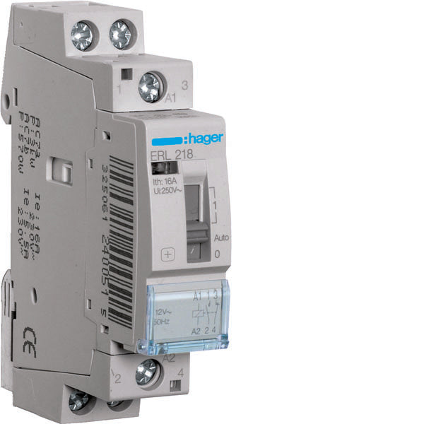 HAG ERL218 REL COM MAN STD+ 1NO+1NC 12VAC 16A 1M