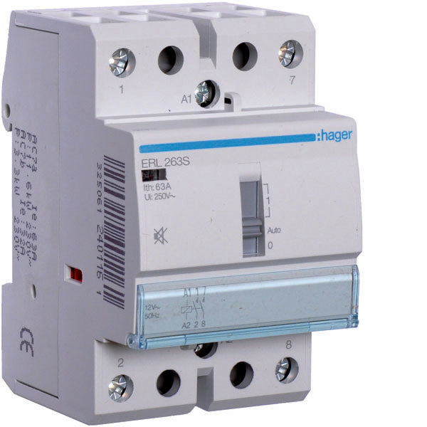HAG ERL263S CONTACT COM MAN SIL 2NO 12VAC 12VDC 63A 3M