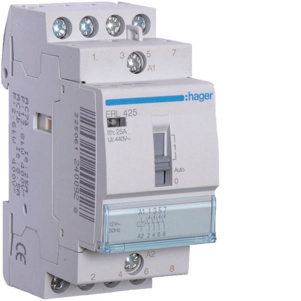 HAG ERL425 CONTACTEUR COM MAN STD+ 4NO 12VAC 25A 2M