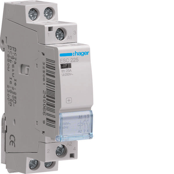 HAG ESC225 CONTACTEUR STD+ 2NO 230VAC 25A 1M