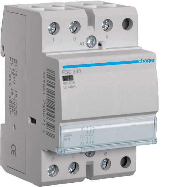 HAG ESC340 STD CONTACTEUR 3NO 230VAC 40A 3M