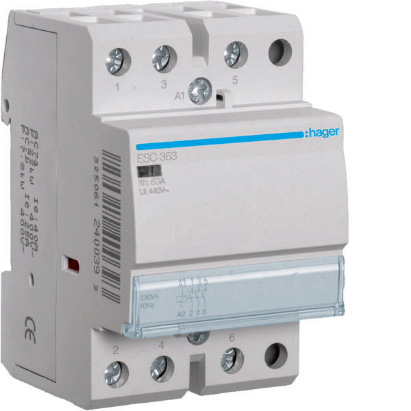 HAG ESC363 CONTACTEUR STD 3NO 230VAC 63A 3M