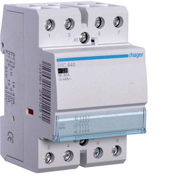 HAG ESC440 STD CONTACTEUR 4NO 230VAC 40A 3M