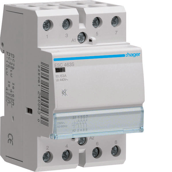 HAG ESC463S CONTACTEUR SIL 4NO 230VAC 63A 3M