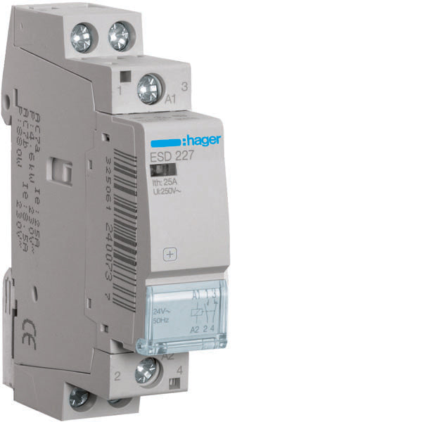 HAG ESD227 CONTACTEUR STD+ 1NO+1NC 24VAC 25A 1M