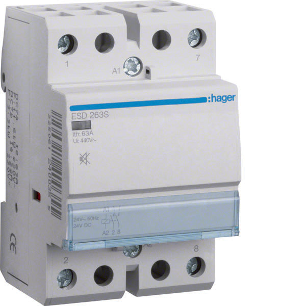 HAG ESD263S CONTACTEUR SIL 2NO 24VAC 24VDC 63A 3M