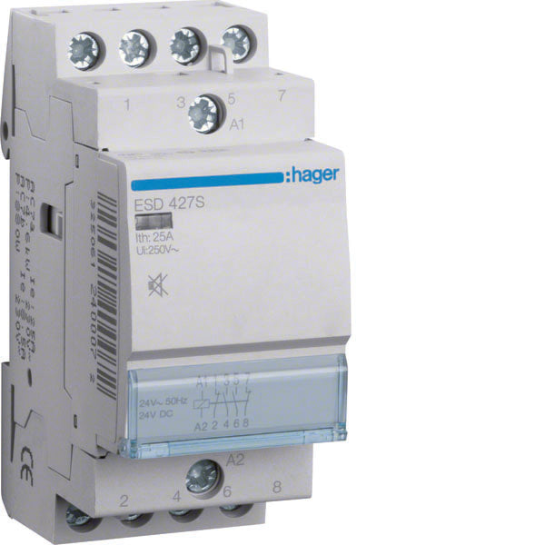 HAG ESD427S CONTACTEUR SIL 2NO+2NC 24VAC 25A 2M
