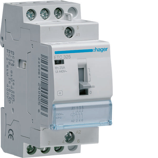 HAG ETC325 CONTACT JOUR NUIT STD+ 3NO 230VAC 25A 2M