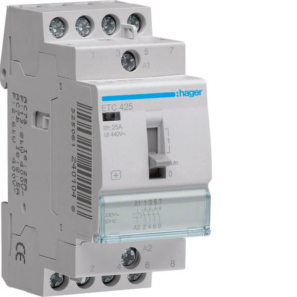 HAG ETC425 CONTACT JOUR NUIT STD+ 4NO 230VAC 25A 2M