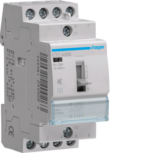 HAG ETC425S CONTACT JOUR NUIT SIL 4NO 230VAC 25A 2M