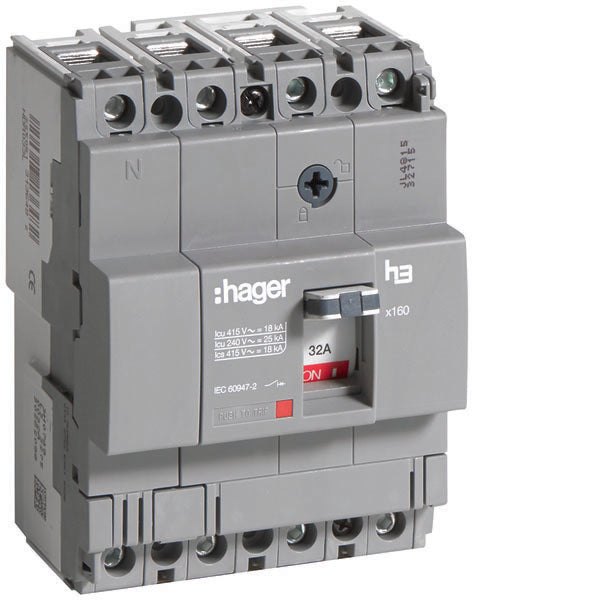 HAG HDA033L COMMUTATEUR AUTO X160 4P 18KA 32A TRIP TM