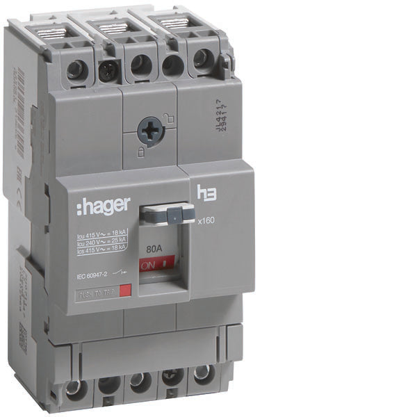 HAG HDA080L AUTO BREAK X160 3P 18KA 80A TRIP TM