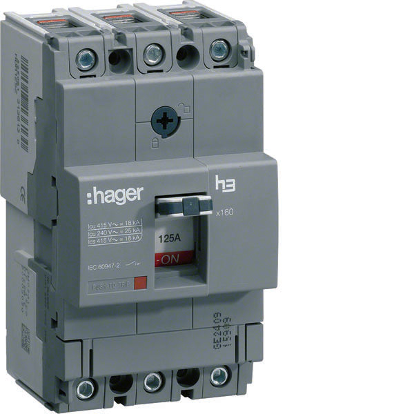 HAG HHA160H AUTO BREAK X160 3P 25KA 160A TRIP TM
