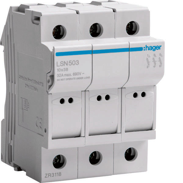HAG LSN503 PORTE FUSIBLE 10X38 3P 3M