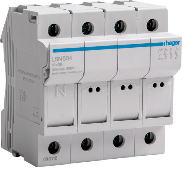 HAG LSN504 PORTE FUSIBLE 10X38 3P + N 4M