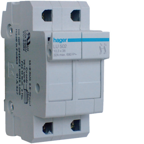 HAG LU502 PORTE FUSIBLE UL 10 3X38 2P 2M