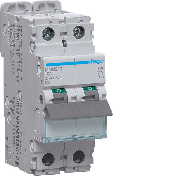 HAG MMN210 INTERRUPTEUR SEUL MAGNÉTIQUE 2P 25KA 10A 2M