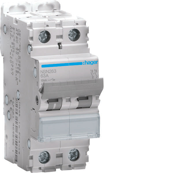 HAG NSN263 DISJONCTEUR 2P 63A 15KA D 2