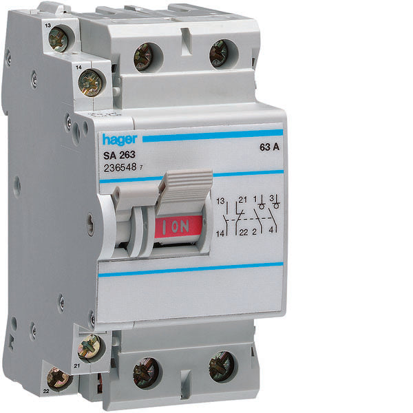 HAG SA263 INT NONAUT 2P 63A ACCES + 1C AUX 2 5M